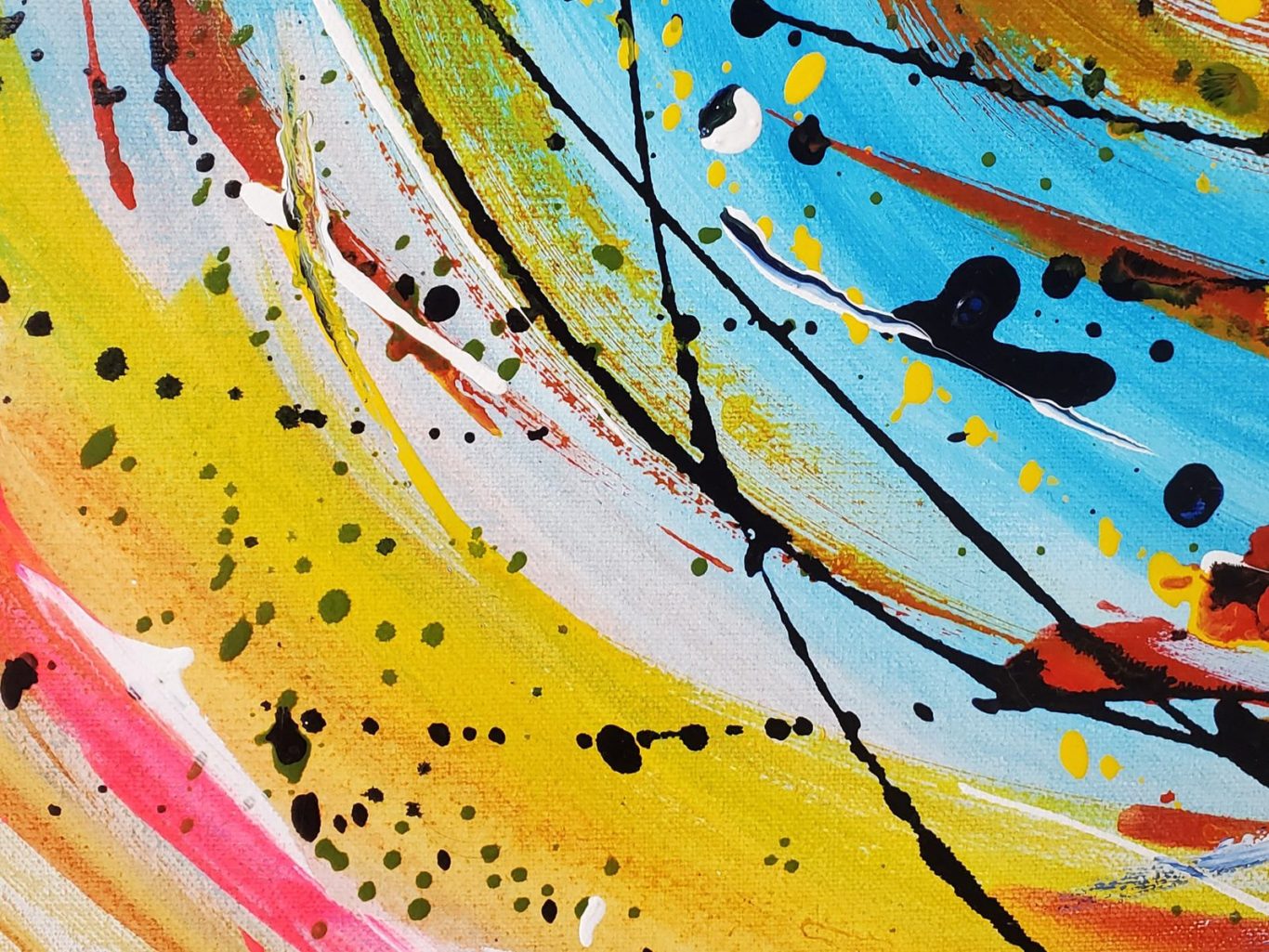 Aquarellmalerei für Anfängerinnen Aquarelllandschaft mit farbenfrohen Feldern und einem weiten Himmel.